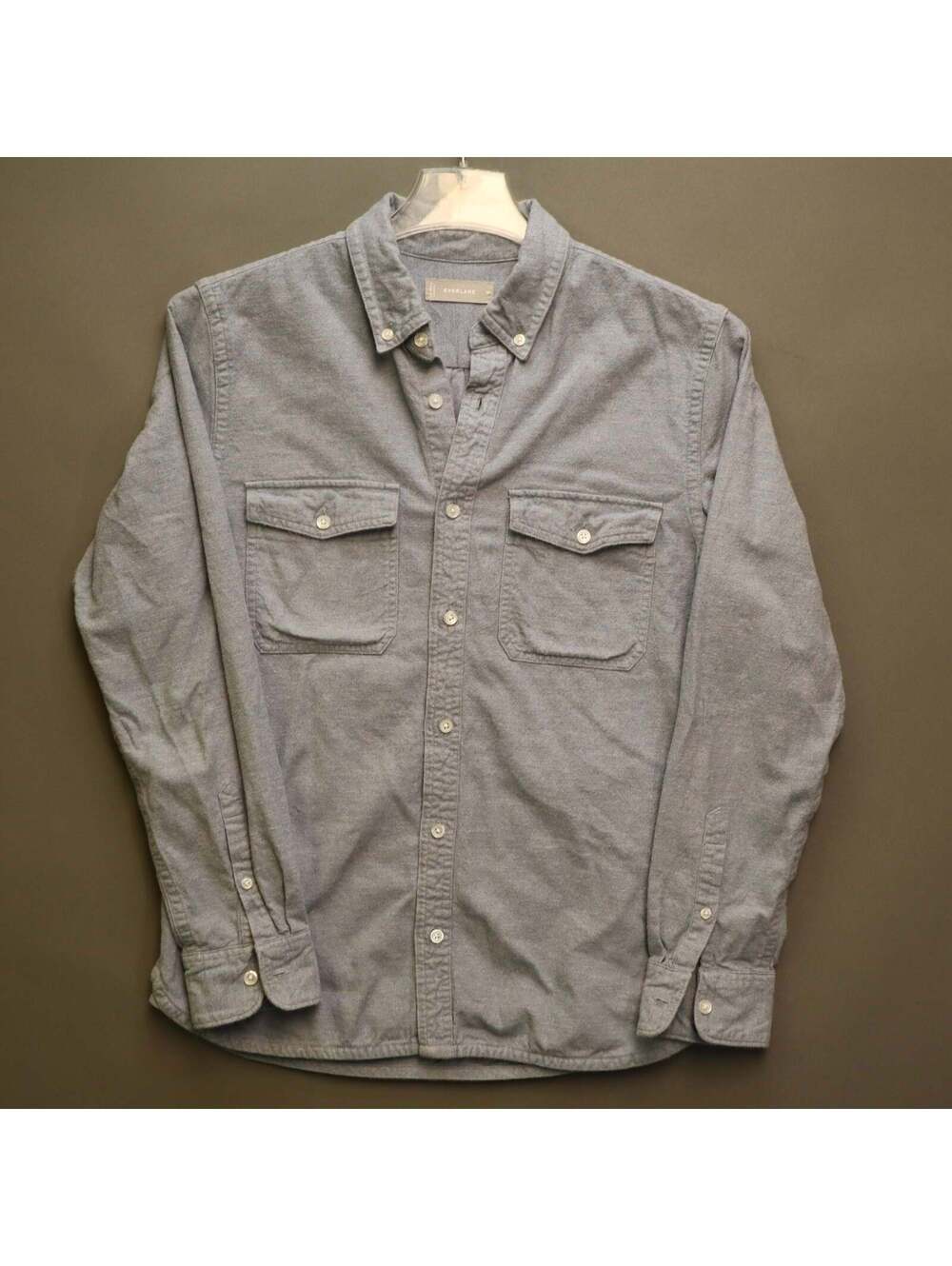 Everlane Heavyweight Flannel Shirt Mens Medium Blue Button Down Dual Pocket Work